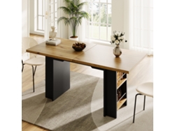 Mesa de comedor extensible con estante, color madera, HONGRUI TECH (120x160x80 cm)