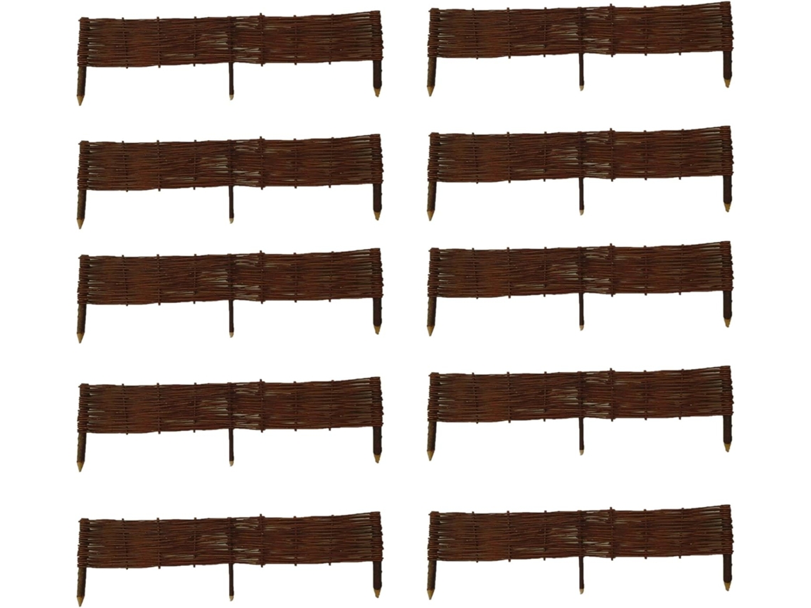 Paquete De 10 Borduras Para Jardin - 120 Cm X 20 Cm - Natural - Hecha A Mano - Para Parterres, Huertos, Camas - Vallas Para Jardin