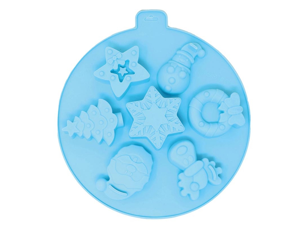 Molde Circular para 7 Galletas Navideñas de silicona de 24 cm