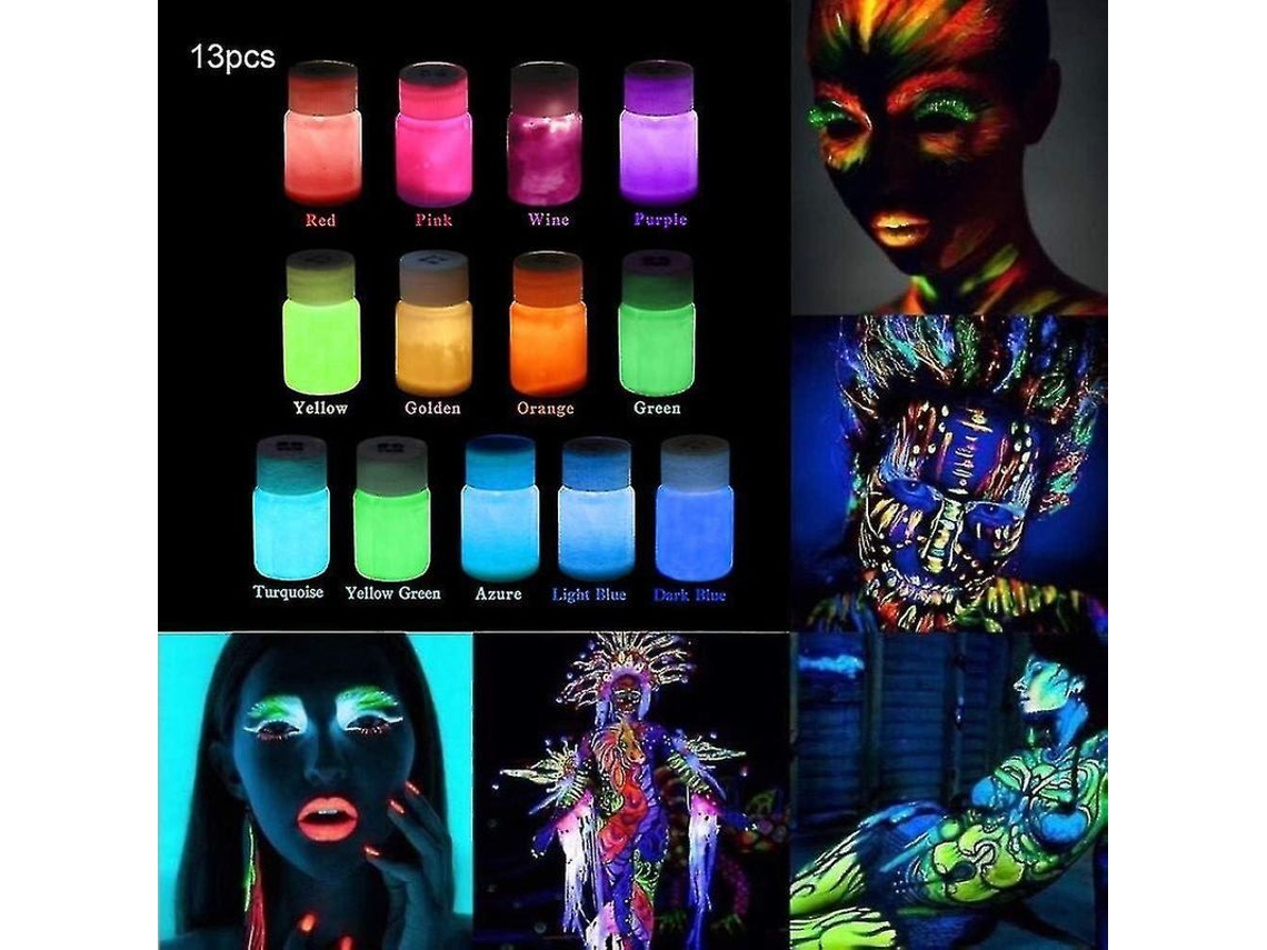 Juego de pinturas luminiscentes autoiluminadas 2026dn, 13 colores, para pintar paredes y cuerpo, no tóxico.