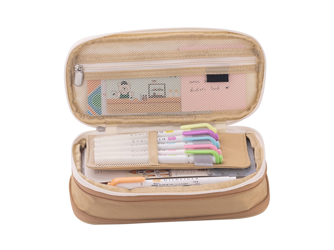 Estuche De Lápices Con Gran Capacidad Estilo Moderno Simple De Doble Capa Resistente Al Desgaste Para Niños Estudiantes
