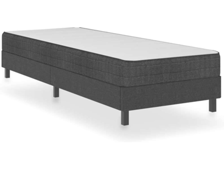 vidaXL Cama con somier 90x200 cm tela gris oscuro