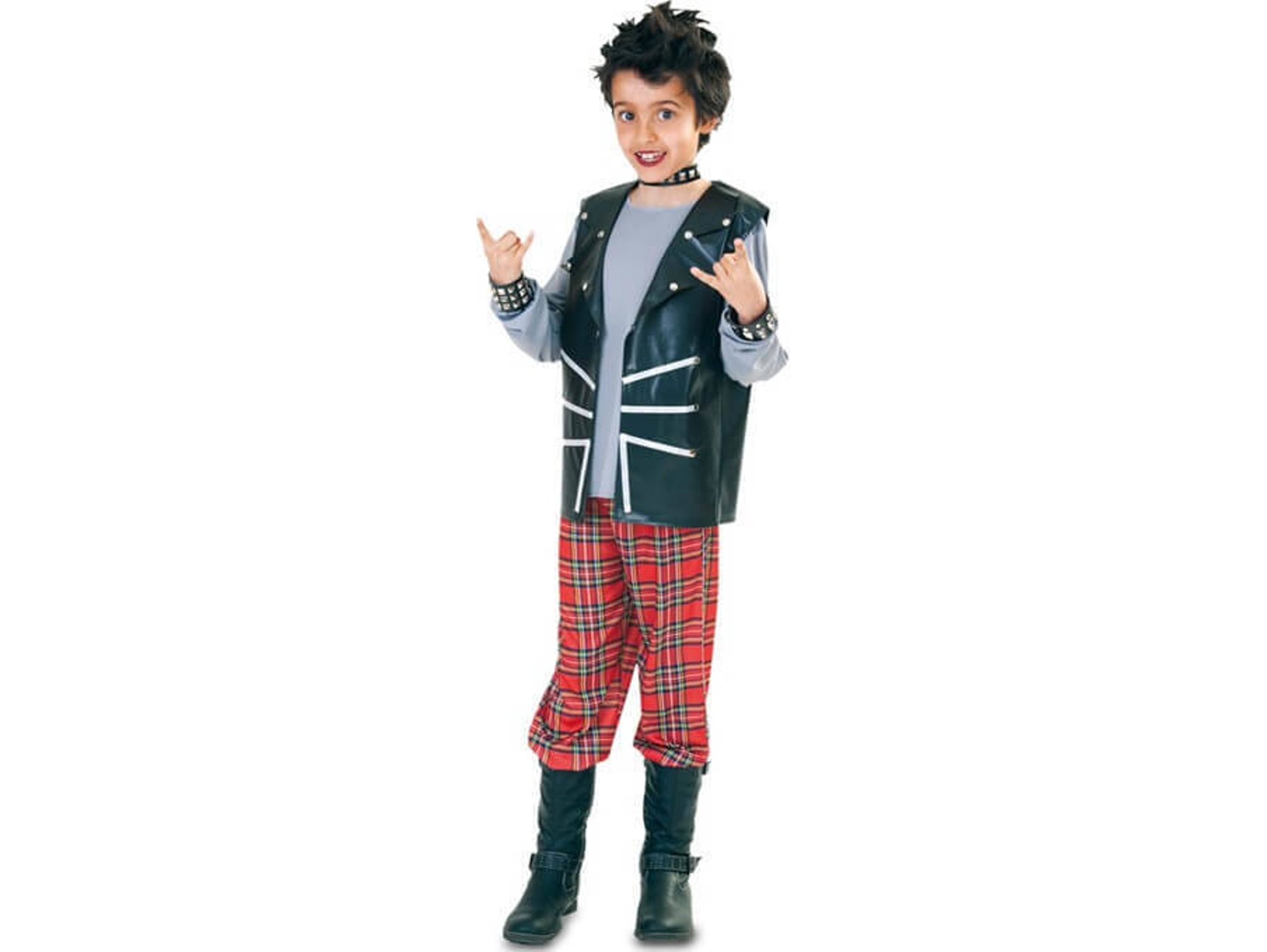 Disfraz de Niño DISFRAZZES Punk A Cuadros Escoceses (Talla: 10 a 12 años)