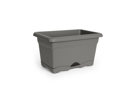 PLASTIKEN TERRA - Jardinera con Plato Integrado. Medida 30 cm 6L. Antracita