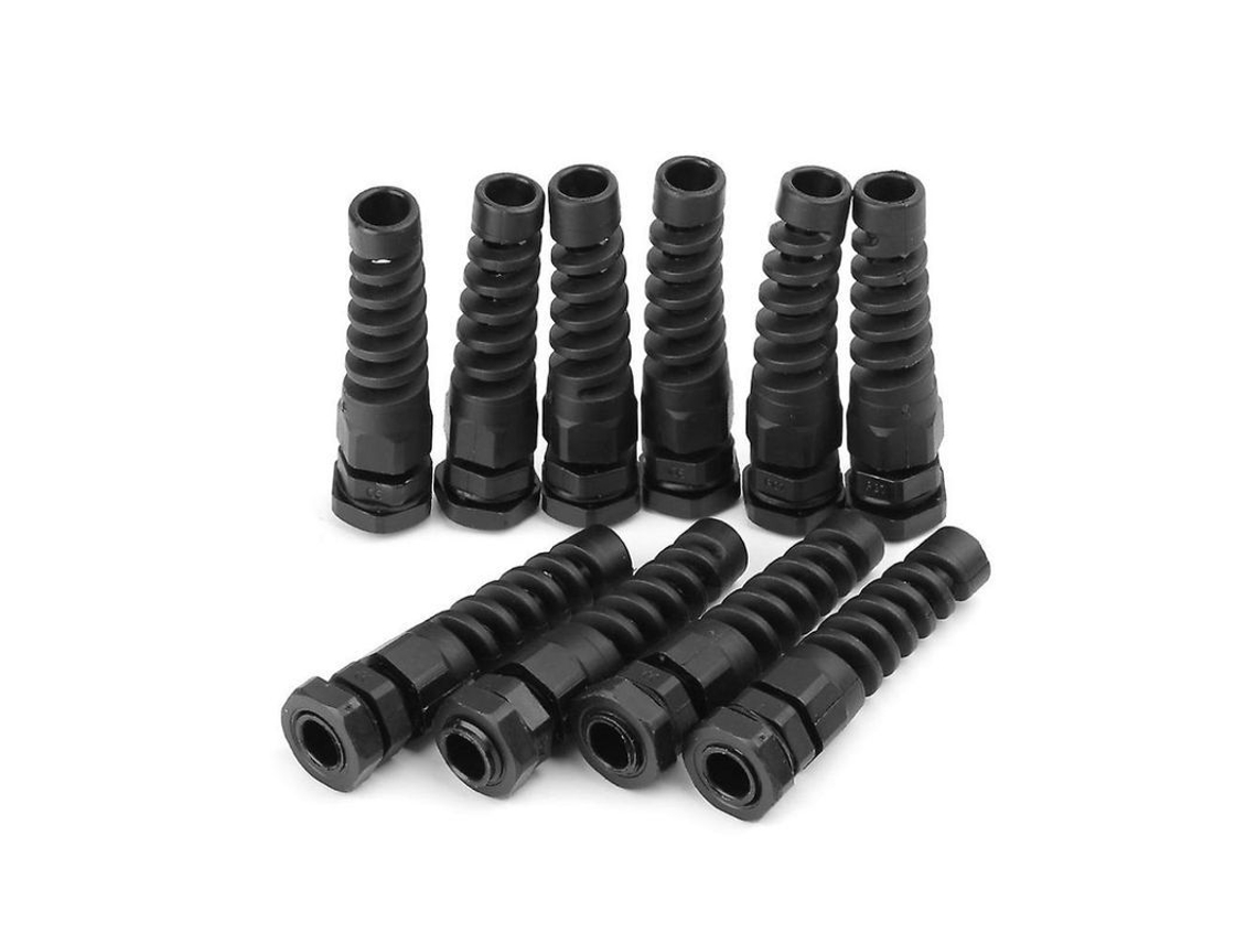 10 Conectores De Cable M12 Pg7 Impermeables, Con Protección Contra Torsión, De Nailon Negro, Ip68.