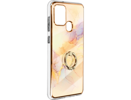 Funda Samsung Galaxy A21s AVIZAR Mármol con Anillo de Soporte (Rosa)