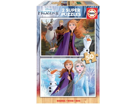 Puzzle EDUCA Madera 2X50 Frozen 2 (Edad Mínima: 3 Años - 100 Piezas)