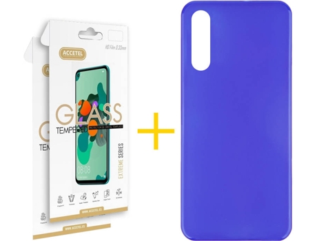Carcasa + 2 Protectores de Pantalla Samsung A70 ACCETEL Azul