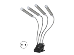Lámpara Led De Cultivo De 4 Cabezales Y 96 W Con Brazo Flexible Ajustable Para Plantas De Interior. Enchufe Europeo.