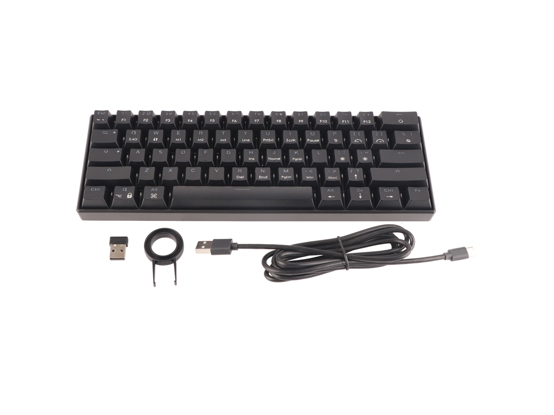 Teclado mecánico de 61 teclas, 3 modos, inalámbrico, portátil, ergonómico, con batería recargable, para juegos, color verde.