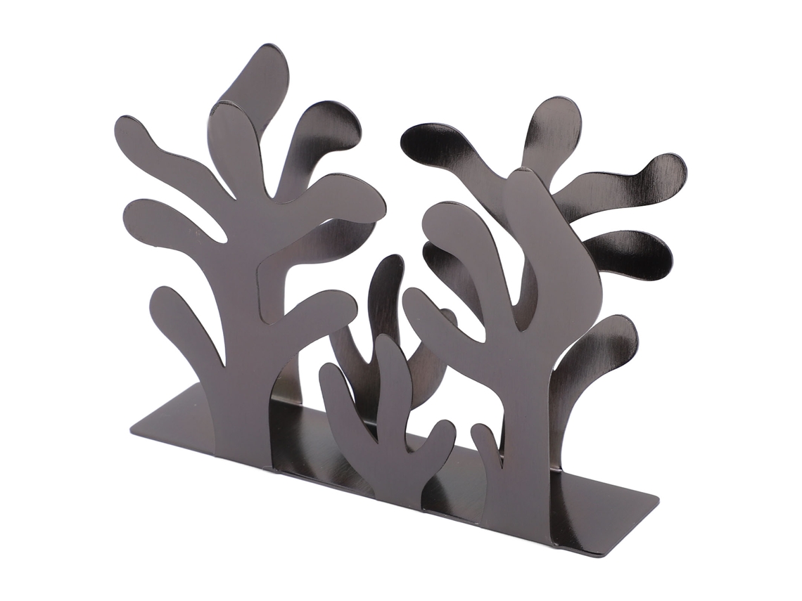 Portavasos De Papel De Innovador Diseño De Alga Acero Inoxidable Vertical Para Oficina Metal Negro