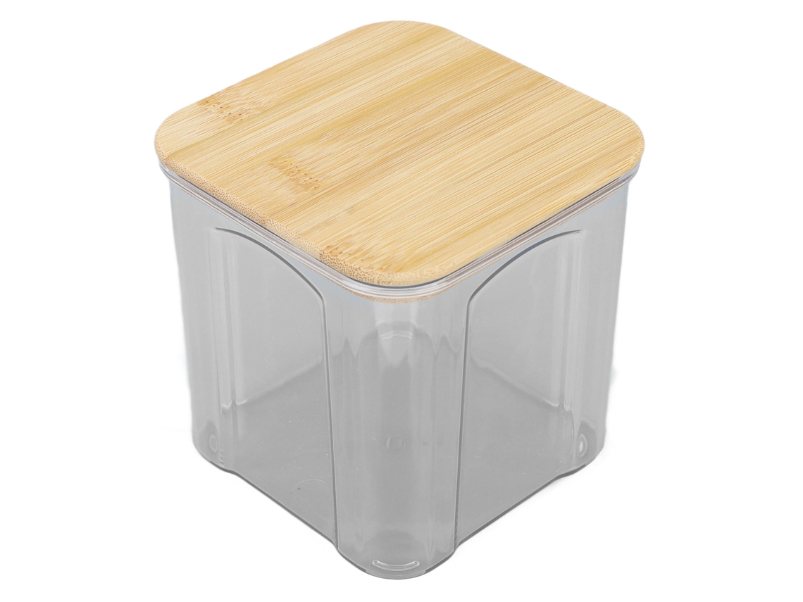 Recipiente Hermético Transparente Para Almacenar Alimentos Con Tapa De Bambú, 900 Ml, Para Granos, Cereales, Café Y Té.