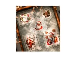 Juego de pegatinas retro Rubo con temática navideña, diseños de Papá Noel y copos de nieve MDUG