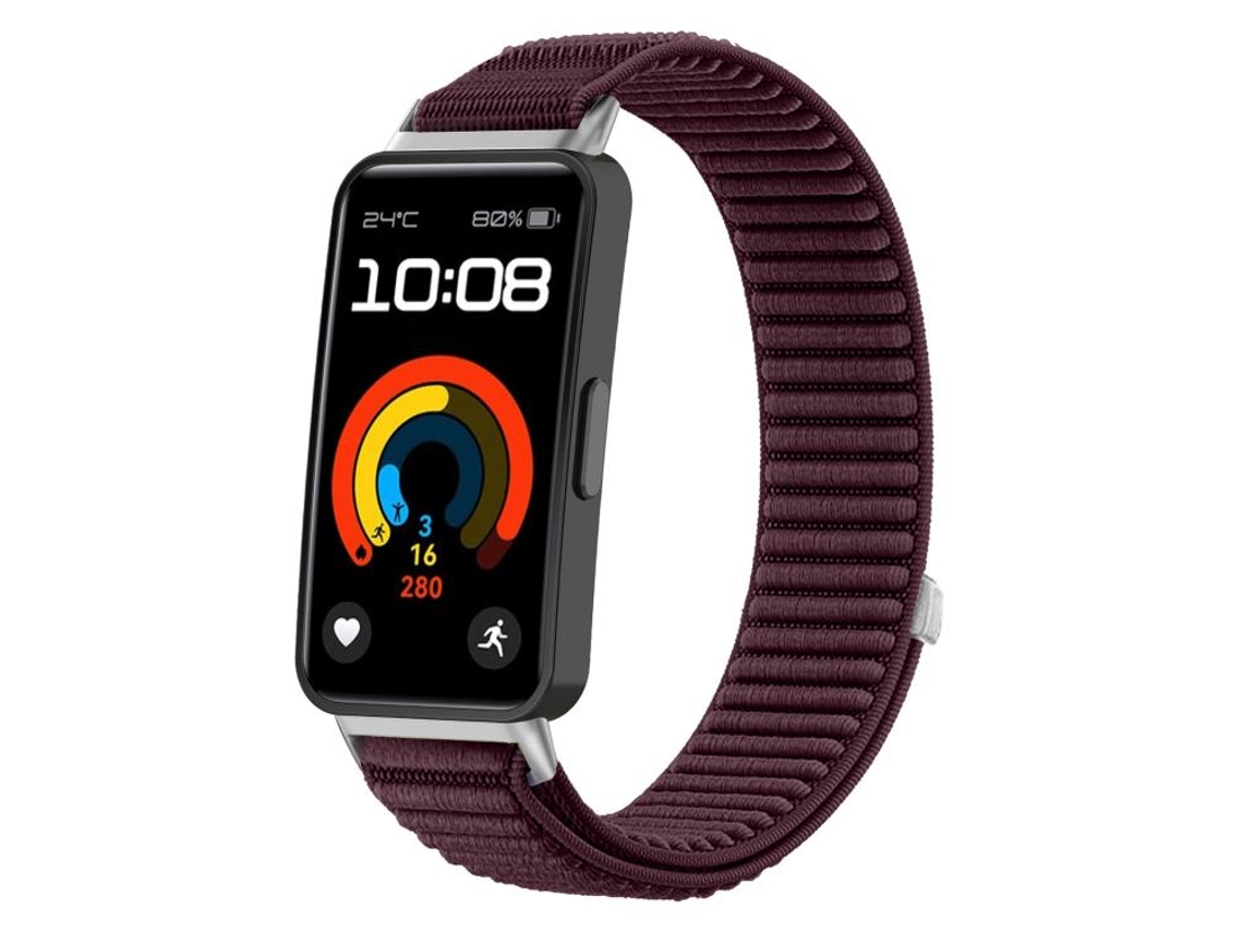 Bracelete Para Huawei Band 10 / 9 / 8 - Nylon Trançado - Fecho De Velcro Ameixa