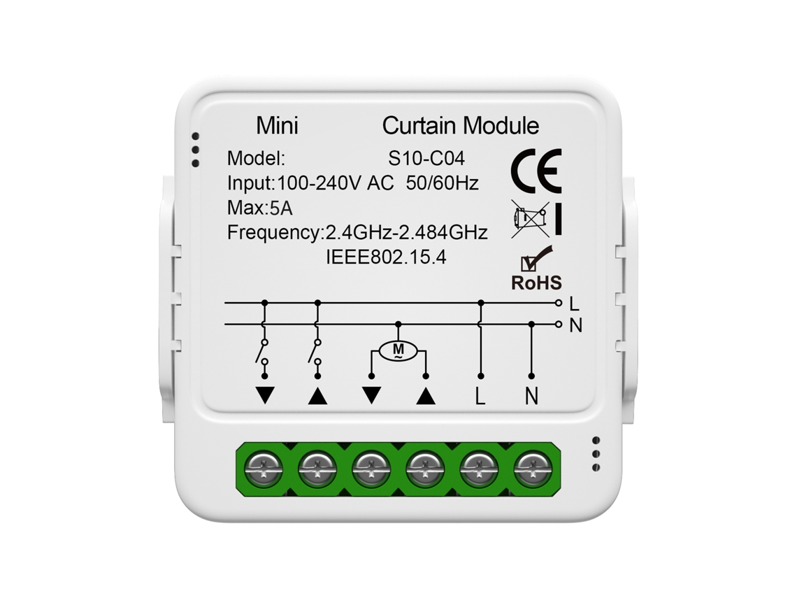 Módulo Inteligente de Cortina com Controle por App, Temporizador e Compartilhamento Zigbee 3.0 S/MARCA