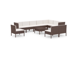 Maison Exclusive - Set Muebles De Jardín 11 Pzas Y Cojines Ratán Sintético Marrón