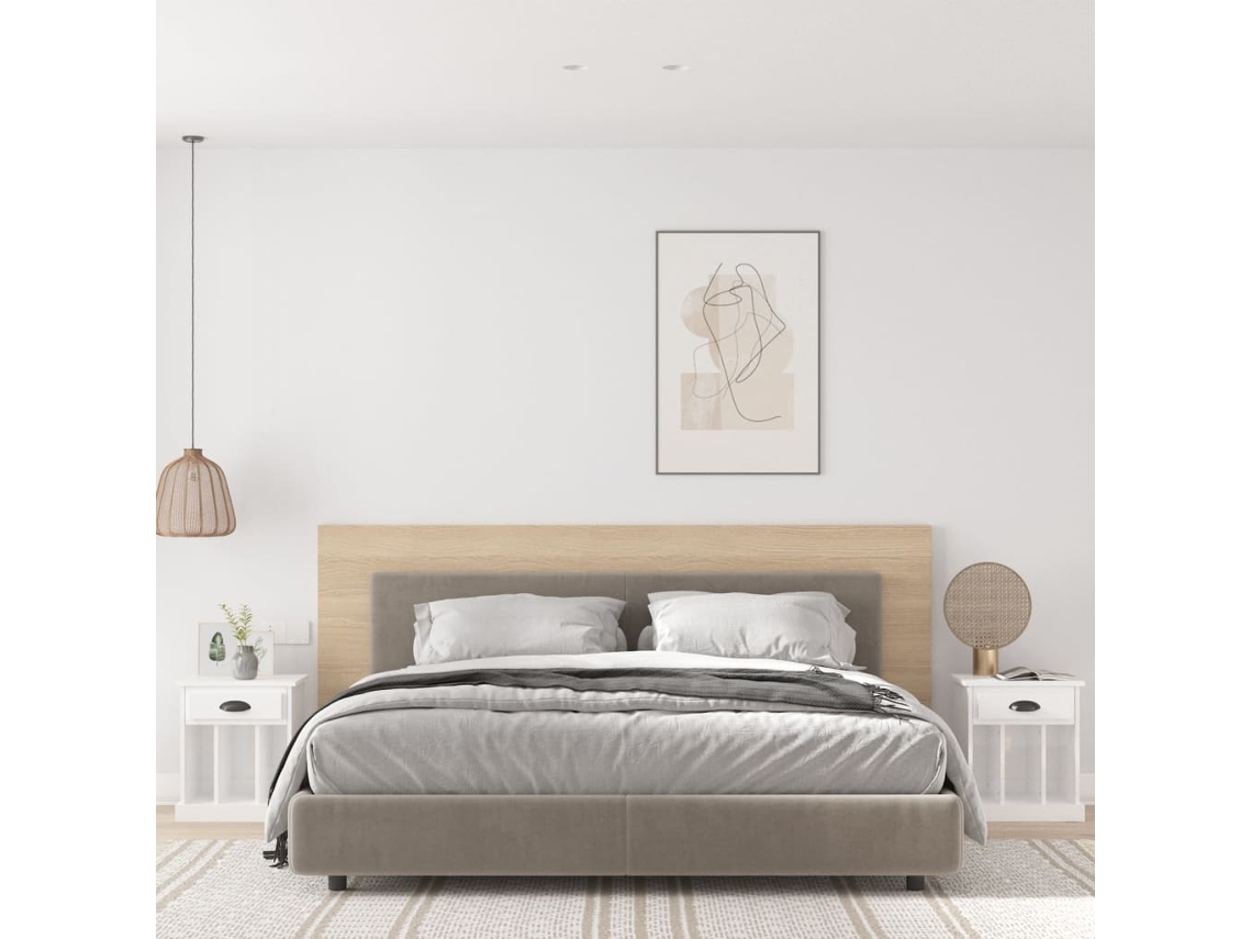 Mesitas de Noche 2 Pzs 43X36X50 Cm Blanco Brillante