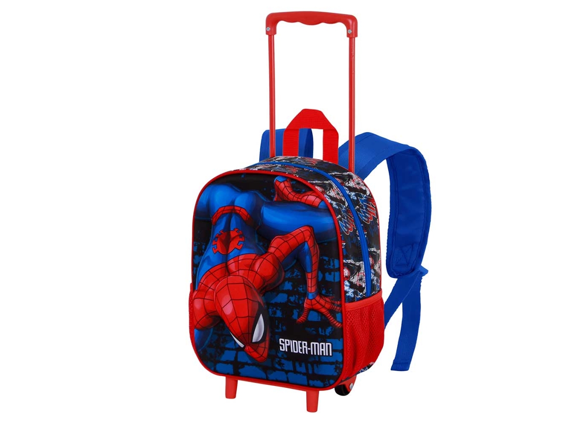 Mochila 3D de pared con ruedas de Spider-Man de Marvel, pequeña, roja, Karactermania