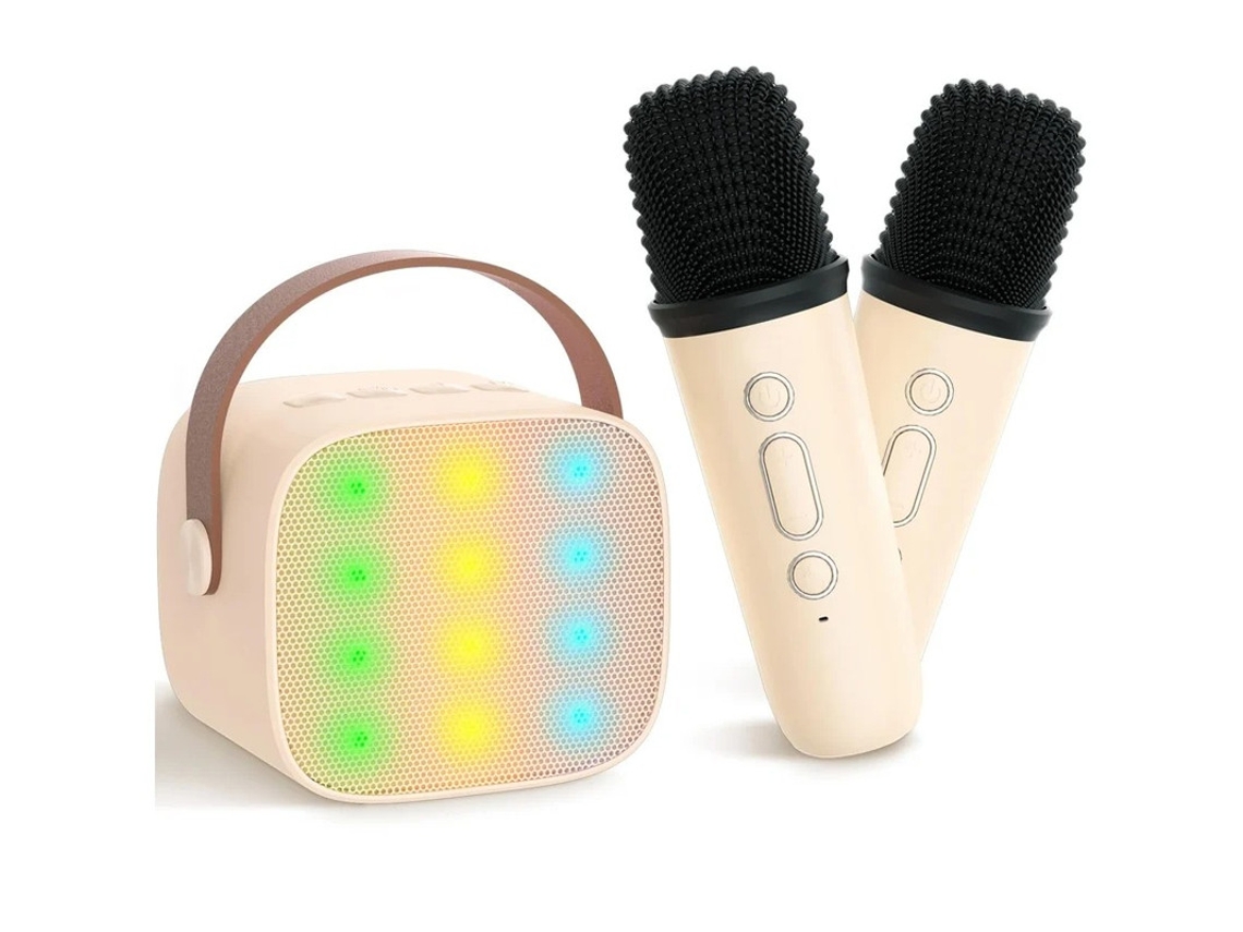 Máquina de karaoke para niños y adultos, mini altavoz Bluetooth portátil con 2 micrófonos inalámbricos, compatible con tarjeta TF, sonido potente Yizhood