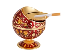 Cenicero Redondo De Metal, Mini Bola Portátil Con Diseño Estampado, Regalo Decorativo (01)