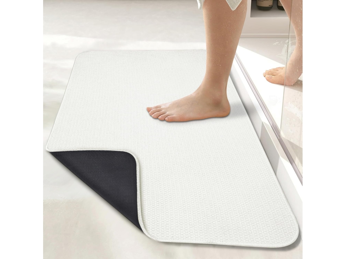 Alfombrilla De Baã±o Con Base De Goma Antideslizante, Absorbente Y De Secado Rã¡pido (blanca/50x80cm) Gertiz