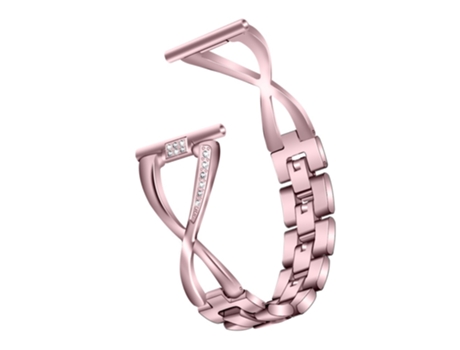 Correa de metal decoración de diamantes de imitación en forma de X para Fitbit Versa/Versa Lite - rosa