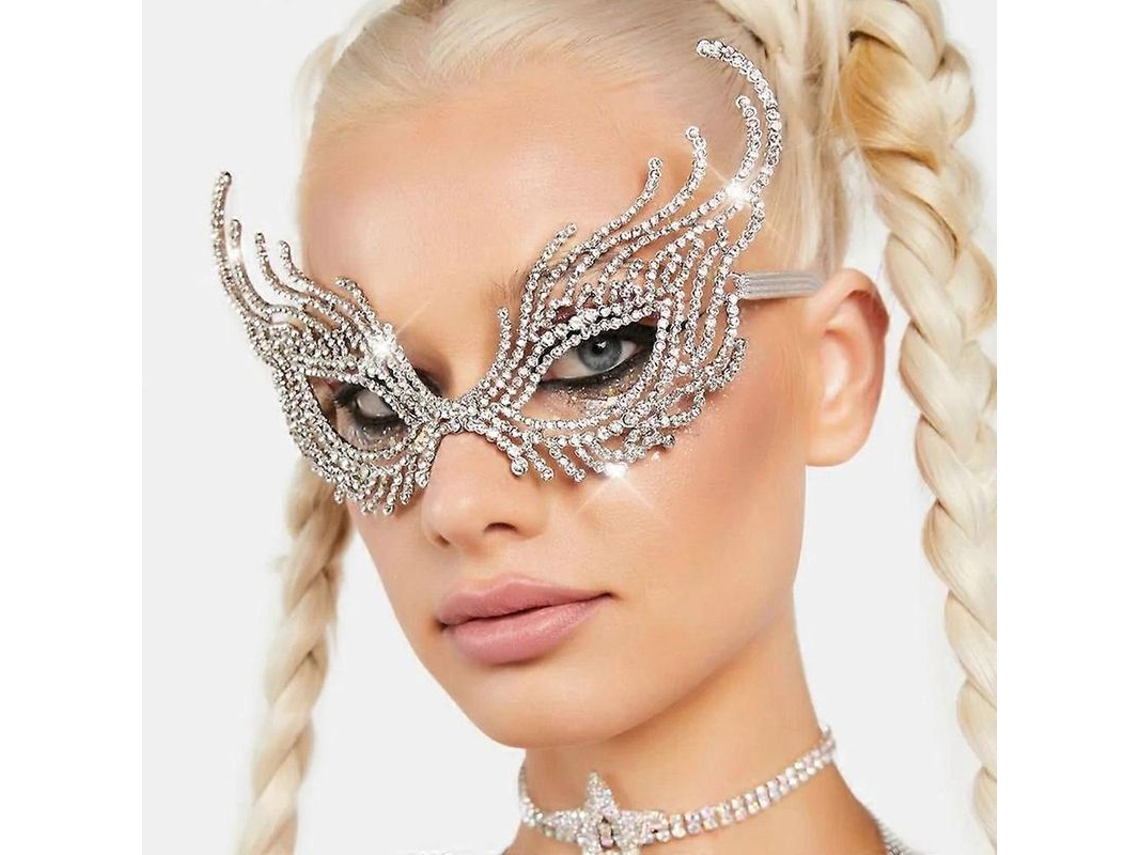 Máscara De Mujer Con Diamantes De Imitación Y Purpurina Para Fiestas De Disfraces, Cumpleaños Y Regalos.