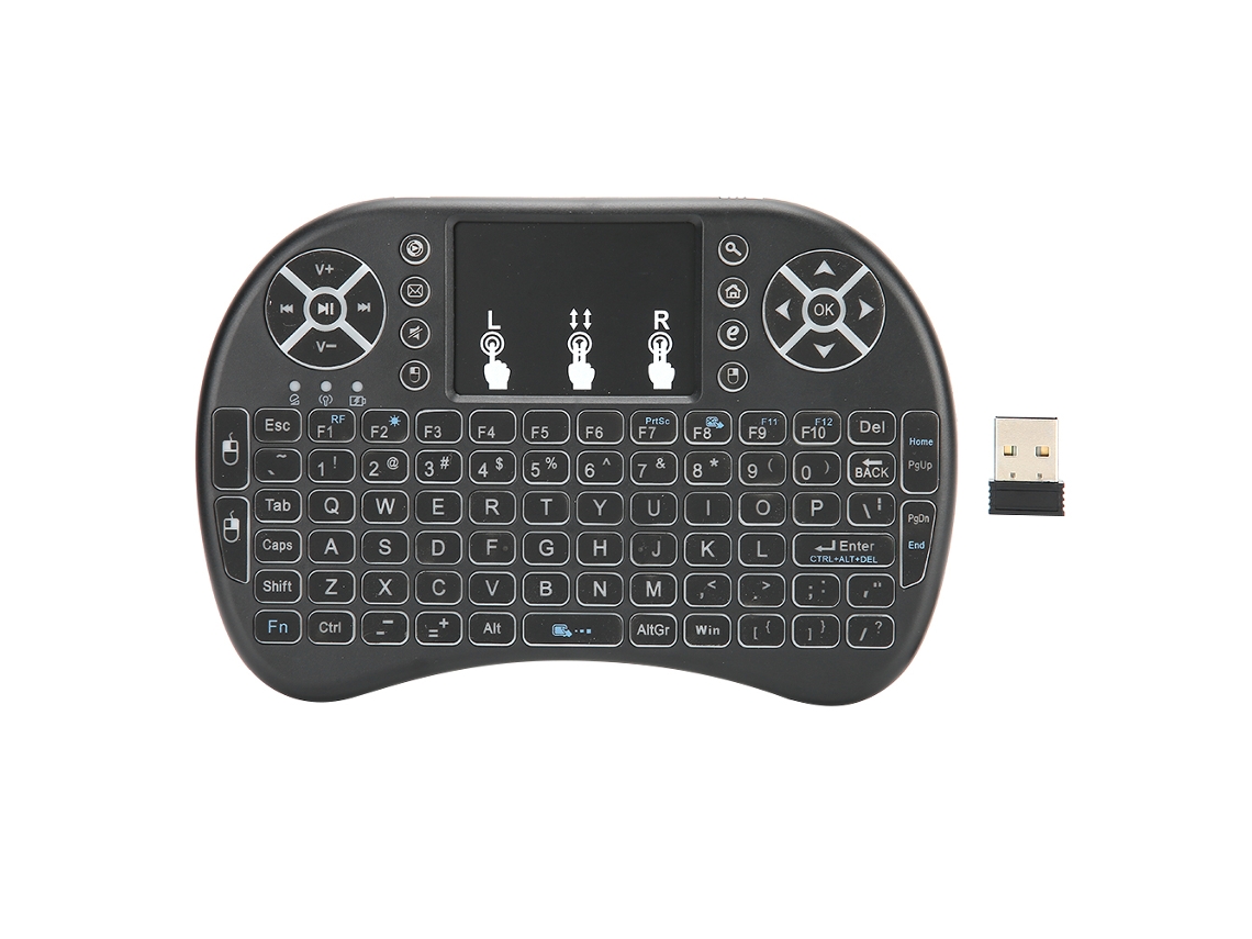 Mini Teclado Inalámbrico Con Panel Táctil, Dpi Ajustable, 2.4g, Usb, Qwerty, Para Control Remoto De Android Tv Box.