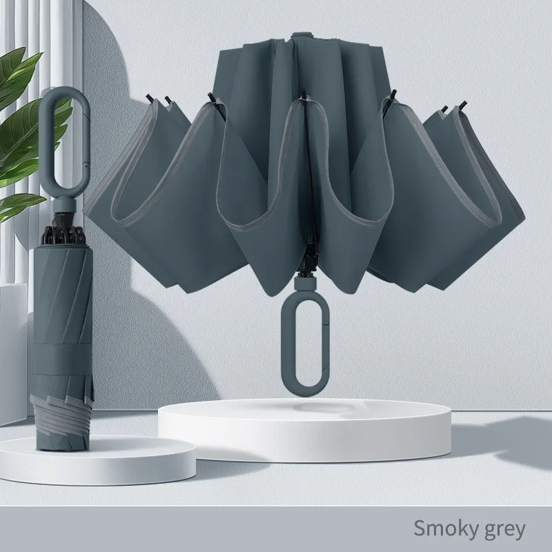 Paraguas De Viaje Para Mujer, Resistente Al Viento (gris Ahumado), Manual, Resistente A La Lluvia, Con Protección Uv, Protección Solar E Impermeable.