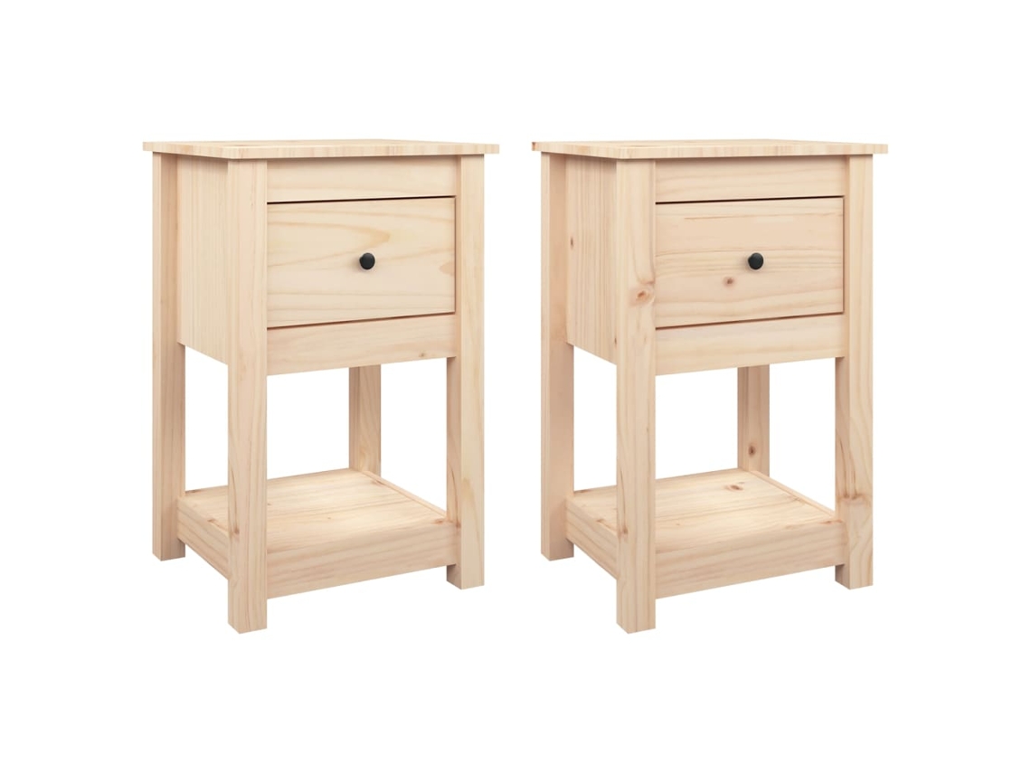 Maison Exclusive - Mesitas De Noche 2 Uds Madera Maciza De Pino 40x35x61,5 Cm