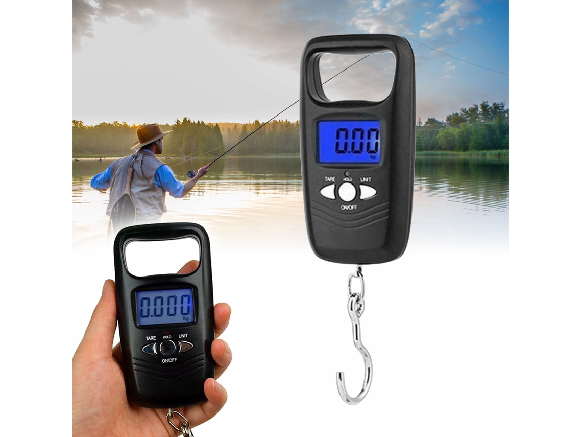 Balanza Digital Portátil Para Pesca De 50 Kg Con Pantalla Lcd, Función De Tara, Apagado Automático, Fabricada En Abs Y Metal.