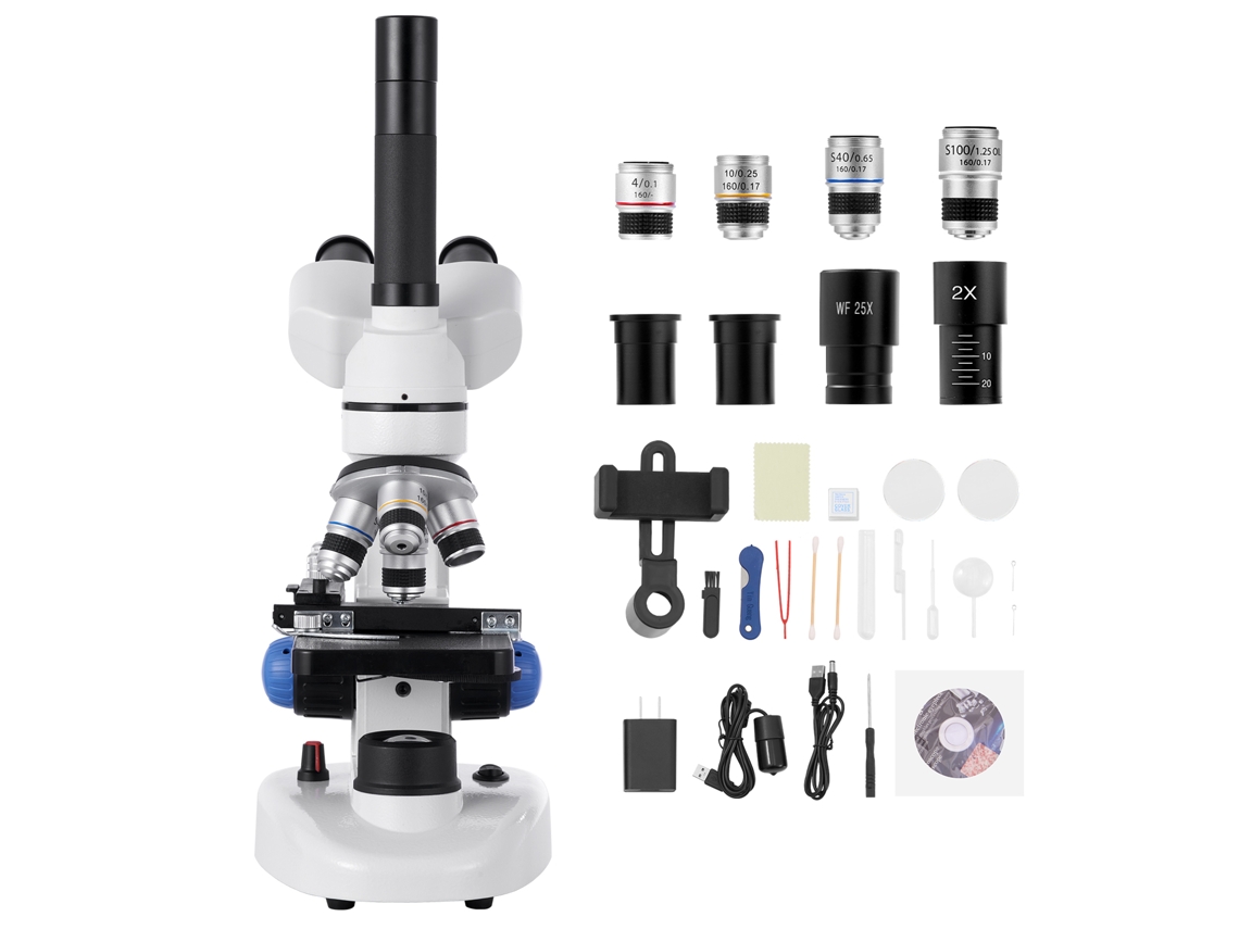Microscopio trinocular compuesto Succebuy 40 5000x con luz LED para uso en laboratorio