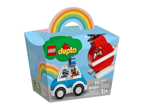 LEGO Duplo: Helicóptero De Bomberos Y Coche De Policía (Edad Mínima: ‍18 Meses - 14 Piezas)
