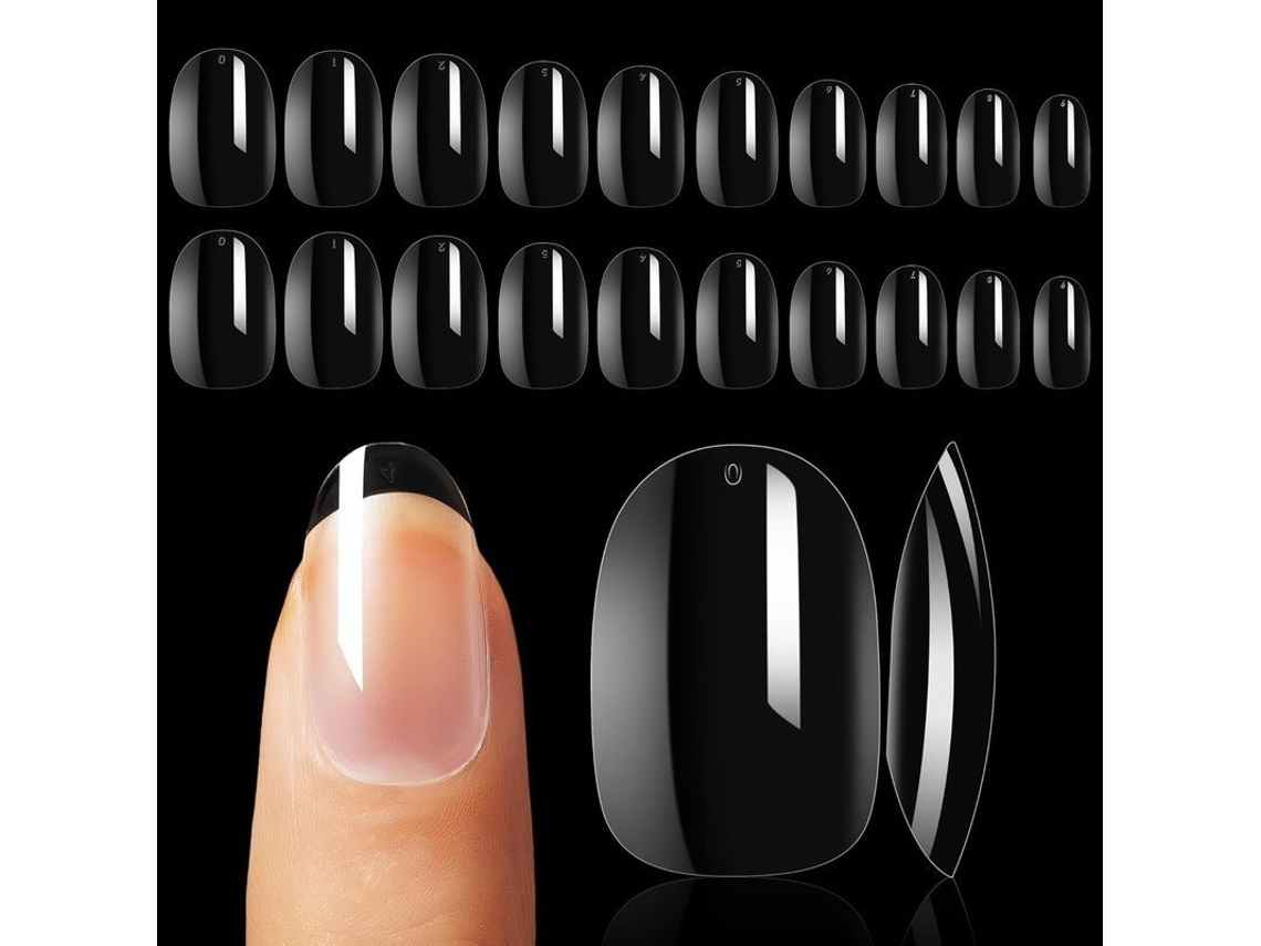 Uñas Postizas Ovaladas Cortas, Transparentes, De Cobertura Total, Prensables Para Una Manicura Fácil De Extender Y Retirar.