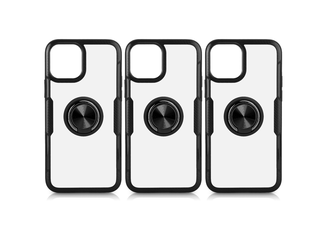 3 Piezas Funda Transparente Anti-shock De 6.7 Pulgadas Con Soporte De Anillo Para Iphone 12pro Max