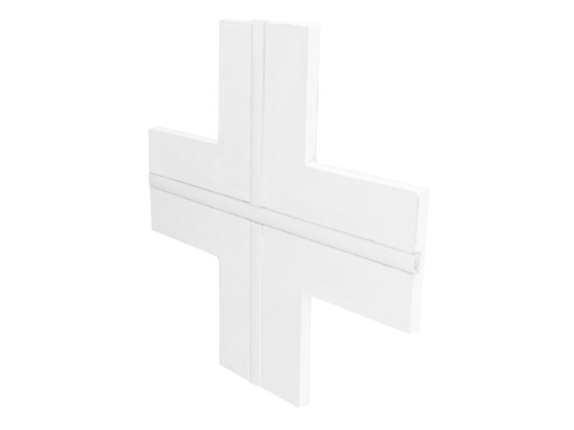 Perfil X de aluminio integrado para iluminación LED. Yeso con panel de cartón oculto.