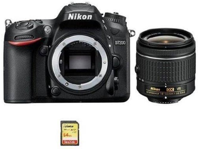 Kit Cámara Réflex NIKON D7200 + AF-P DX 18-55mm F3.5-5.6G VR + 64GB SD