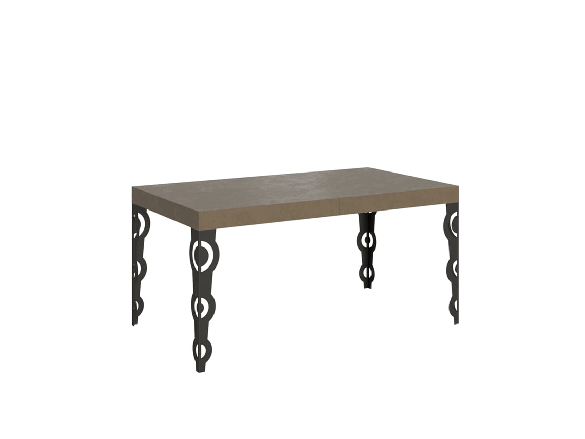 Mesa extensible Karamay 160/420x90 cm gris paloma con patas antracita Itamoby