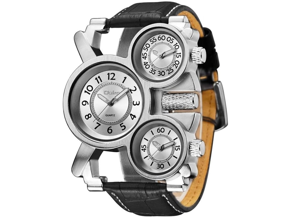 Lindo Reloj De Pulso Masculino De Cuarzo Deportivo Con Tres Fusos Horariosyuysan