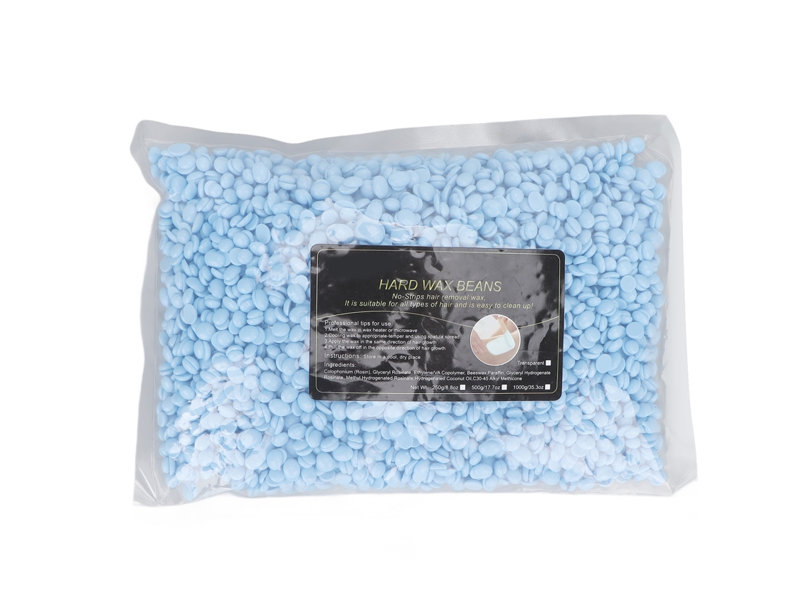 Pérolas de Cera Depilatória de Alta Viscosidade 2026, Cera Dura para Mãos, Pés e Axilas, Azul, 500g