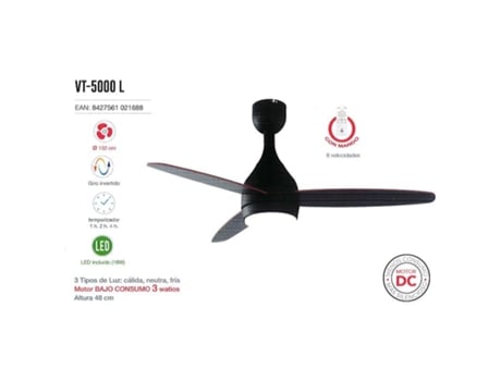 Ventilador techo dc mando vt6002l