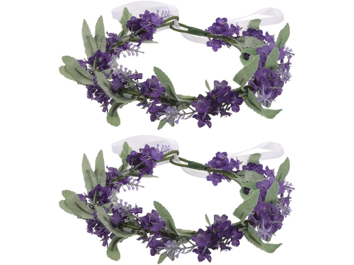 Nuobesty Coroas De Flores Roxas E Lavanda Em Tecido, Com 2, Faixa De Cabeça Leve E Confortável