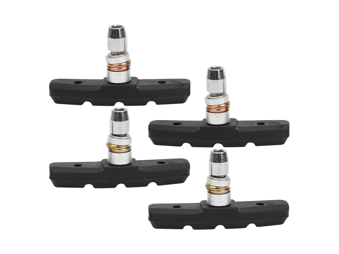 Pastillas De Freno En Forma De V Para Bicicletas De Montaña Y De Carretera, Frenos De Goma Para Piñón Fijo, Silenciosas, Negras, 2 Pares.