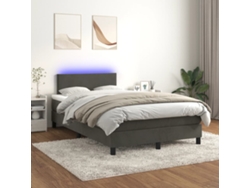 Cama Box Spring Colchón Y Led Terciopelo Gris Oscuro 120x200 Cm