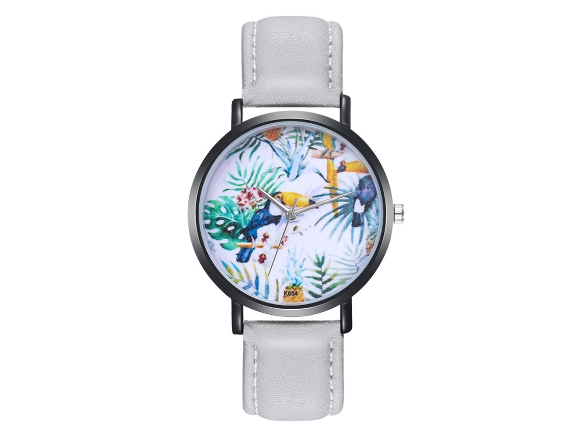 Reloj De Pulsera De Cuarzo Informal Para Mujer Con Correa Clásica De Piel Sintética Gris.