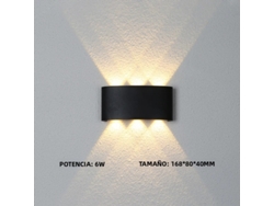 Aplique De Pared Led De Aluminio Para Jardín, Impermeable, Ip65, Blanco Cálido, 6 W, Color Negro