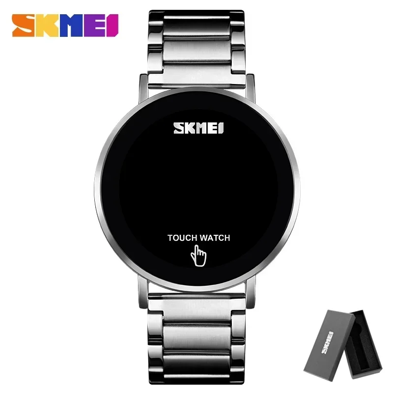 Reloj Digital De Moda Para Hombre (plateado) De Acero Inoxidable Con Pantalla Táctil Retroiluminada Led.