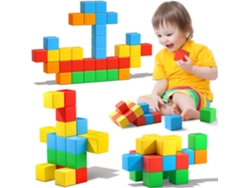 Bloques de construcción magnéticos de colores, 3,6 cm de alto, 32 piezas en total, un juguete sensorial para niños. Siurn