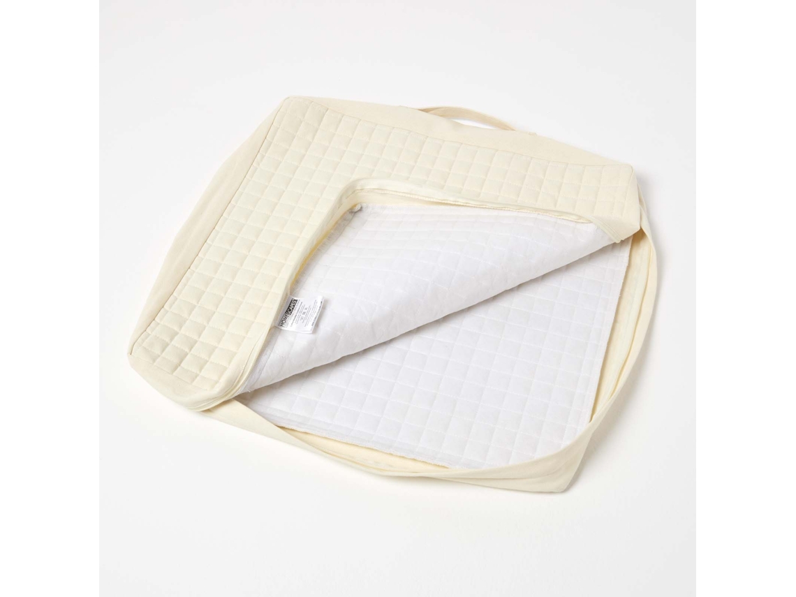 Homescapes Cream Quilted Cotton Armchair Booster Cushion Cover