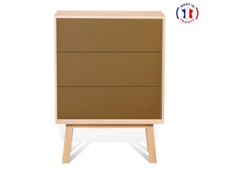 Cómoda MON PETIT MEUBLE FRANÇAIS con 3 Cajones (Verde Lancieux - Madera - 90 x 125 x 46 cm)